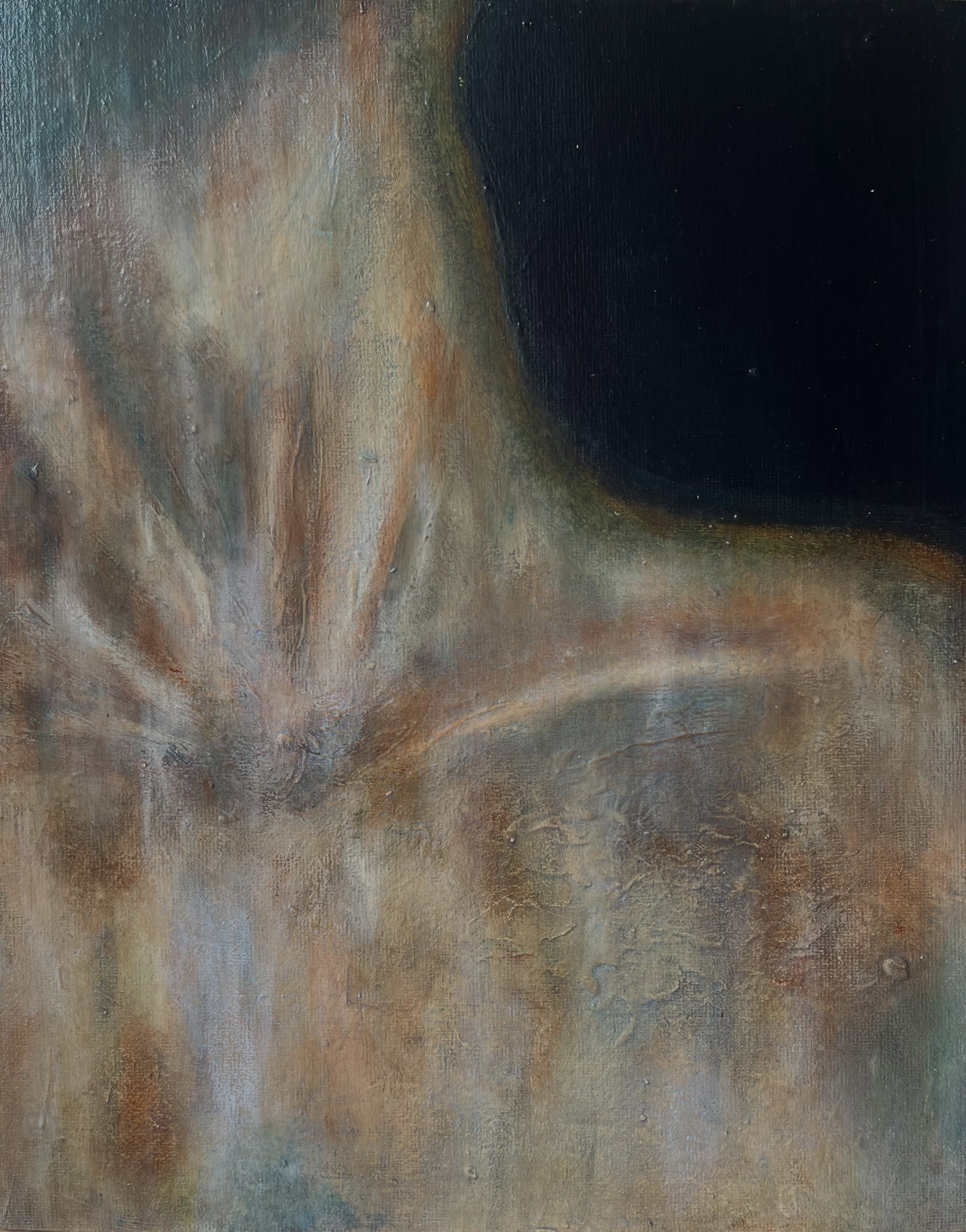 Study of Flesh 003, a painted study of skin, neck and shoulder by Ilse Donders